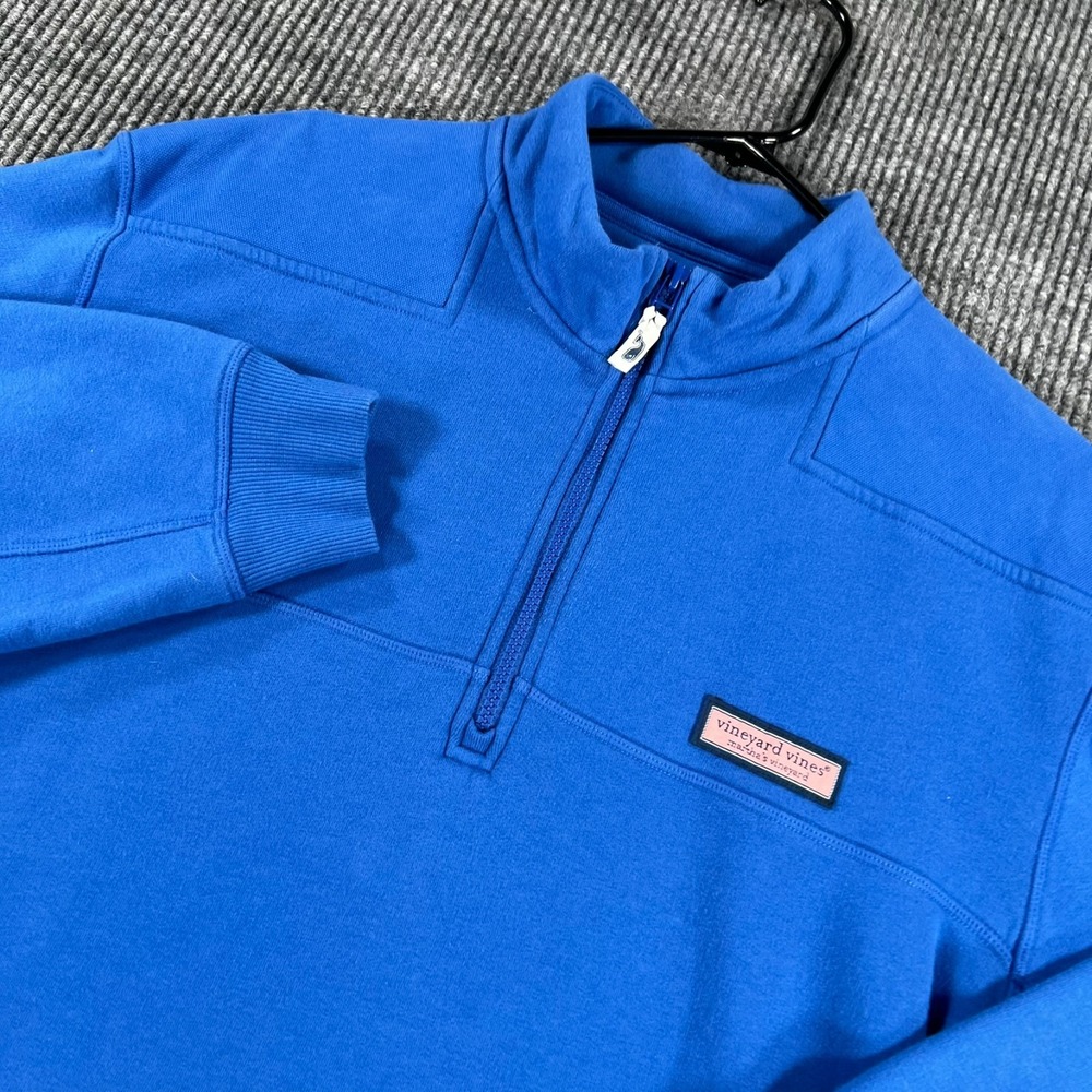 Vineyard Vines Sweatshirt Pullover Mens Large Blue Long Sleeve 1/4 Zip Mock Neck